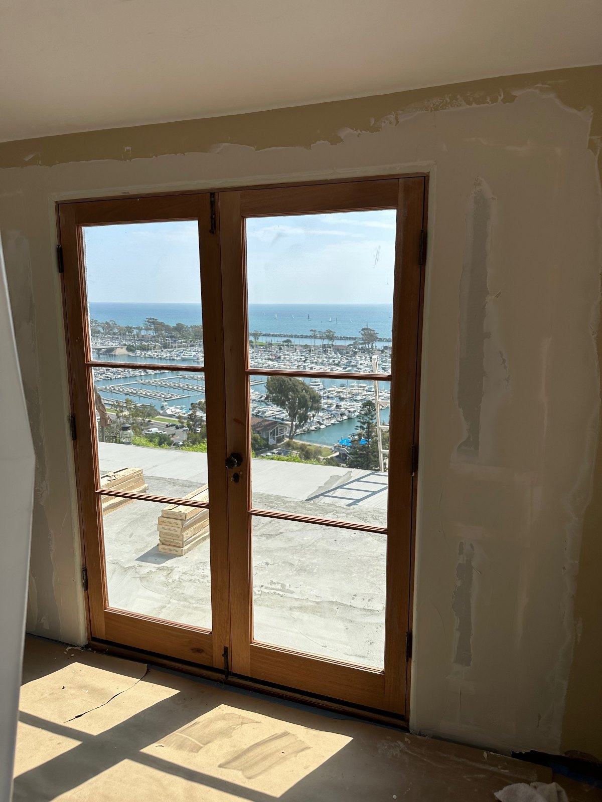 Interior finish work around custom double doors
