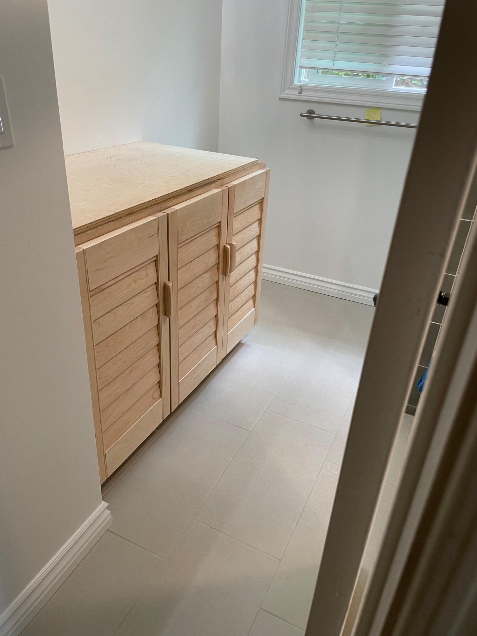 Custom vanity installed in bathroom