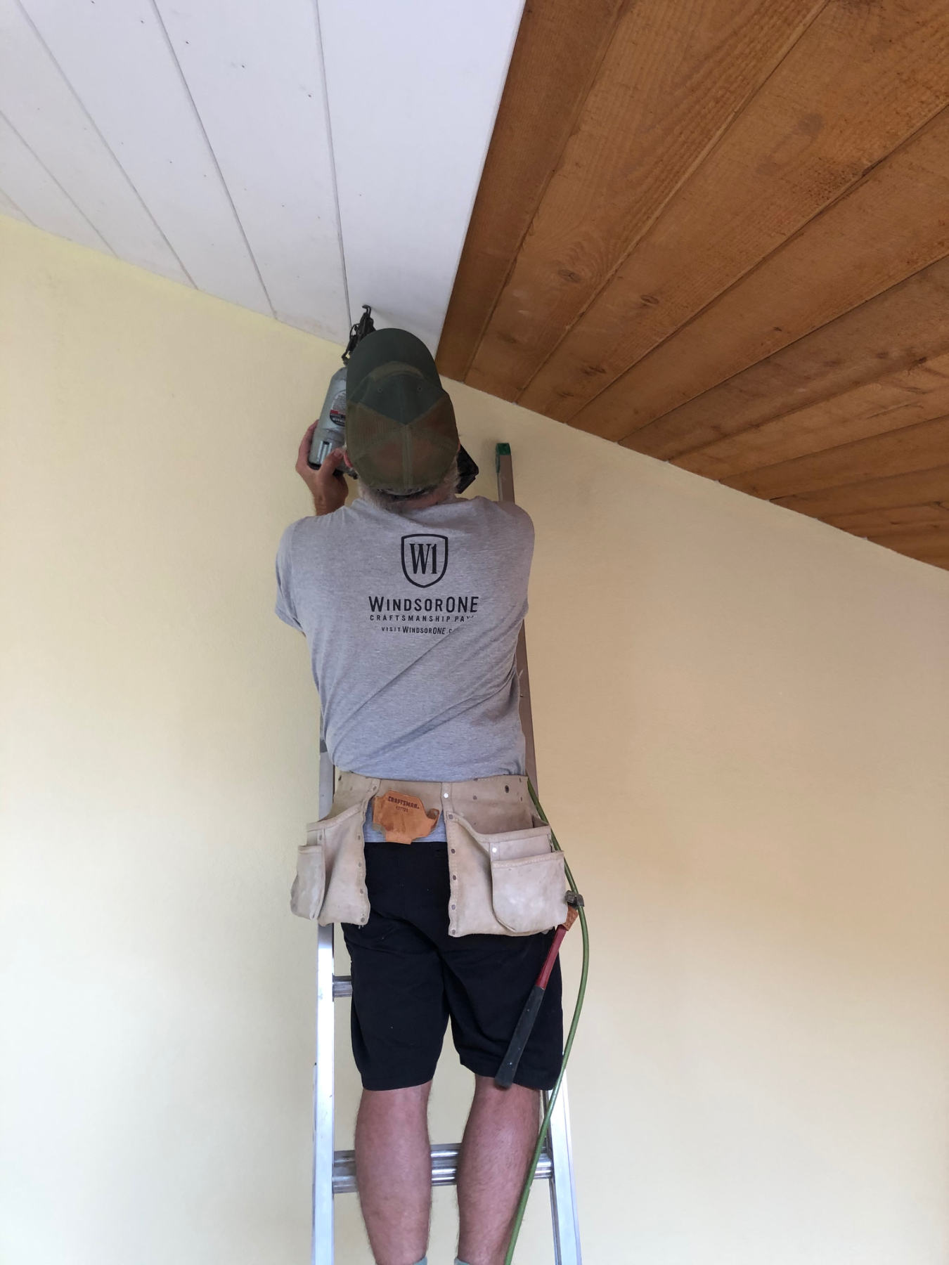 Matt installing custom trim on a remodeling project