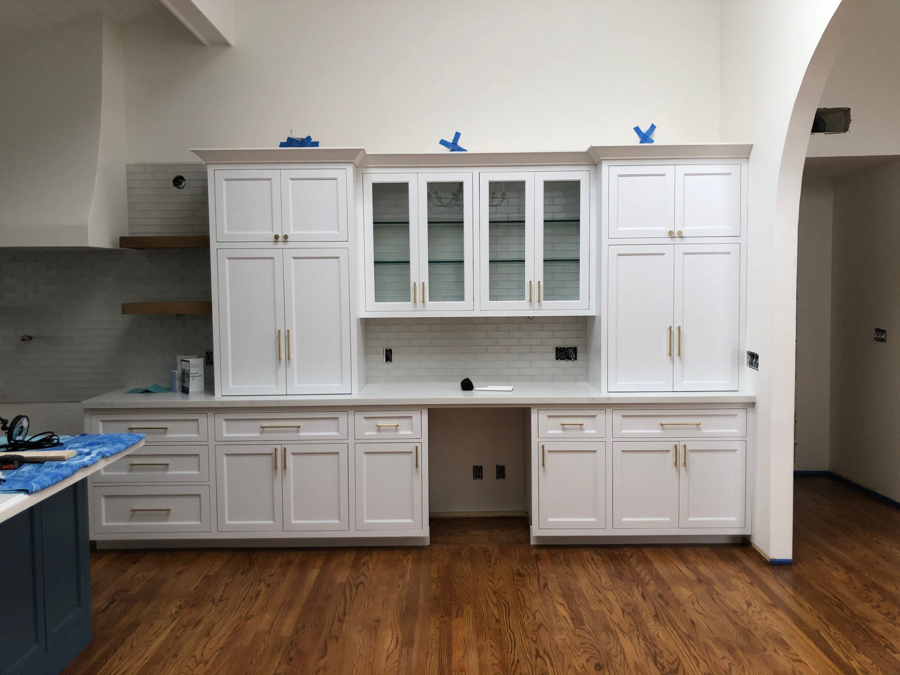Glass front built-in cabinetry