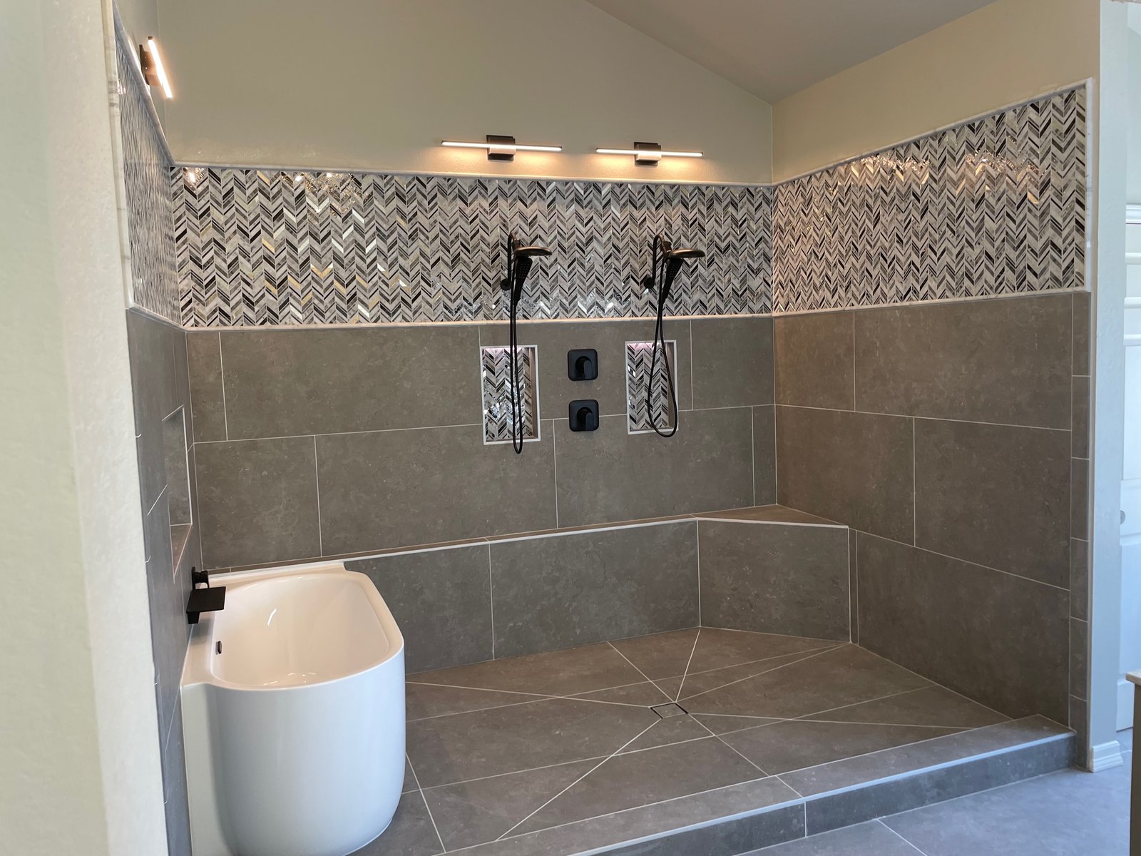 Completed custom master bath wet room